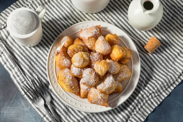 Homemade Italian Zeppole Donuts Powdered Sugar Christmas — Stock Photo, Image