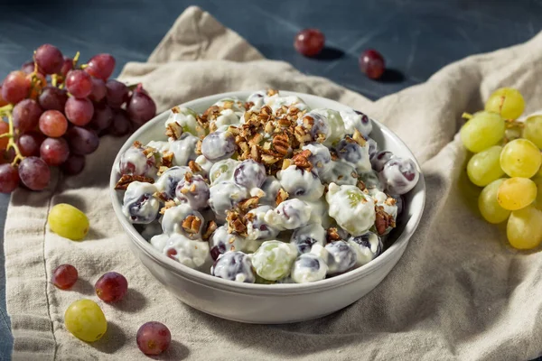 Healthy Organic Creamy Grape Salad Cream Cheese Nuts — стокове фото