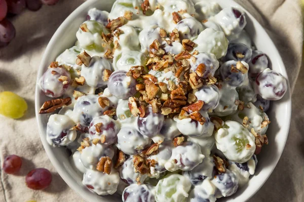 Healthy Organic Creamy Grape Salad Cream Cheese Nuts — Stockfoto