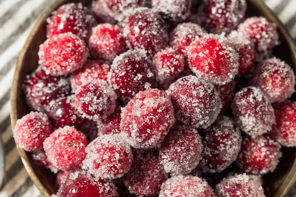Sweet Red Sugared Cranberries Christmas Bowl — Foto Stock