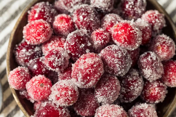 Sweet Red Sugared Cranberries Christmas Bowl — стоковое фото