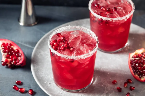 Boozy Festive Pomegranate Margarita Cocktail Lime Tequila — 스톡 사진