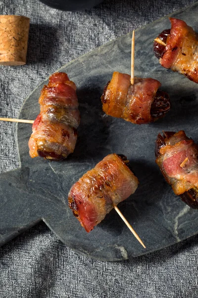 Homemade Bacon Wrapped Dates Ready Eat — Stockfoto