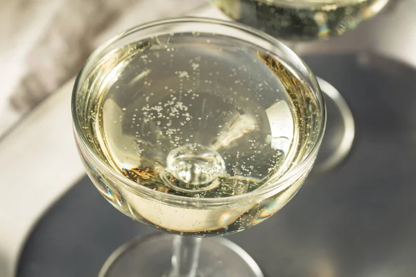 Cold Refreshing Bubbly Champagne Coupe Glass New Years — Fotografia de Stock