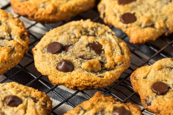 Hemlagad Tahini Choklad Chip Cookies Med Havssalt — Stockfoto