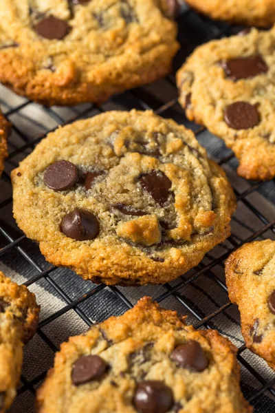 自家製タヒニチョコレートチップクッキーとシーソルト — ストック写真