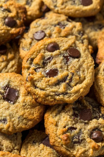 Biscuits Aux Pépites Chocolat Tahini Faits Maison Avec Sel Mer — Photo