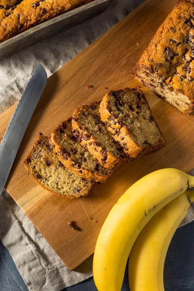 Hemlagad Choklad Chip Bananbröd Redo Att Äta — Stockfoto