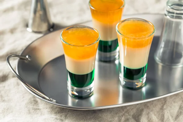 Bebida Patricks Day Irish Flag Shots Pronto Para Beber — Fotografia de Stock