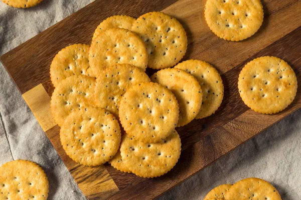 Biscoitos Trigo Inteiro Redondos Castanhos Saudáveis Uma Travessa — Fotografia de Stock