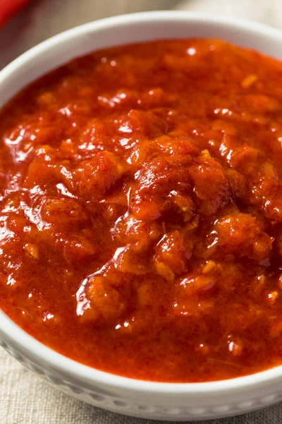 Hausgemachte Rote Bio Harissa Paste Einer Schüssel — Stockfoto