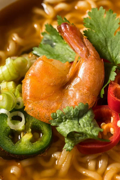 Instant Spicy Seafood Ramen Shrimp Peppers — Stock Photo, Image