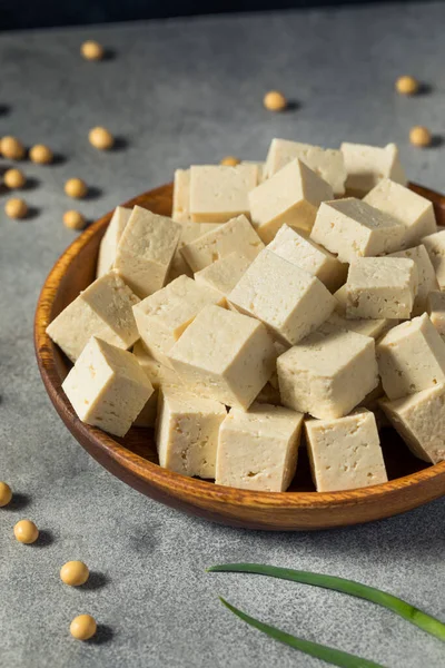 Tofu Extra Firme Orgânico Branco Cru Feito Com Grãos Soja — Fotografia de Stock