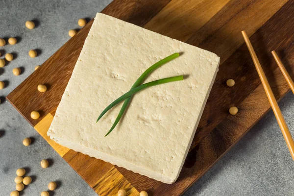 Raw White Organic Extra Firm Tofu Tillverkad Med Sojabönor — Stockfoto