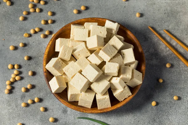 Tofu Extra Firme Orgânico Branco Cru Feito Com Grãos Soja — Fotografia de Stock