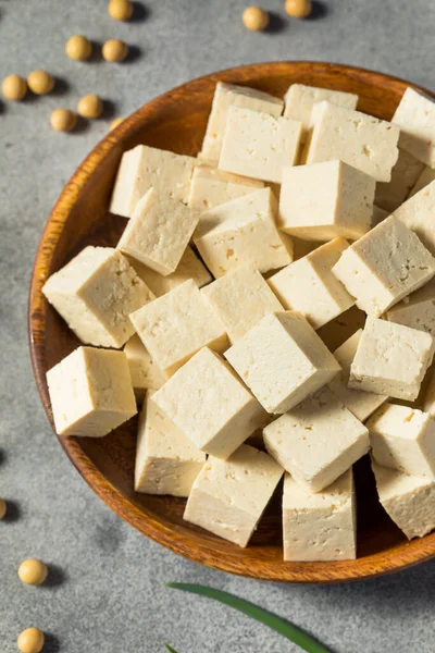 Tofu Crudo Blanco Orgánico Extra Firme Hecho Con Frijoles Soja — Foto de Stock