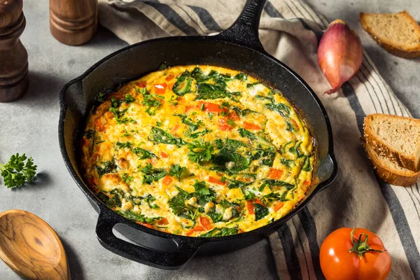 Casă Spanac Frittata Feta — Fotografie, imagine de stoc