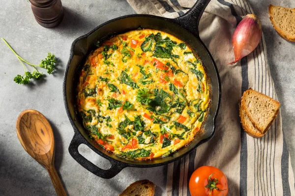 Huevo Casero Espinacas Frittata Con Feta —  Fotos de Stock