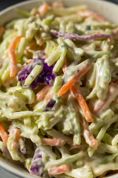 Homemade Organic Coleslaw Shredded Cabbage Carrots — стокове фото