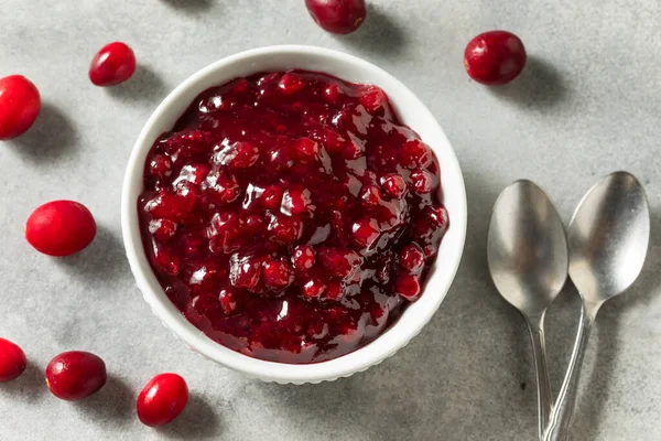 Zelfgemaakte Zoete Lingonberry Jam Een Kom — Stockfoto