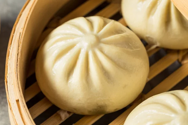 Caseiro Chinês Cozido Vapor Porco Buns Vapor Bambu — Fotografia de Stock