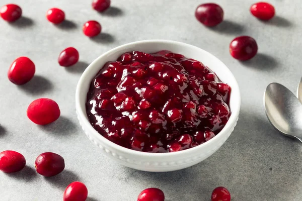 Zelfgemaakte Zoete Lingonberry Jam Een Kom — Stockfoto