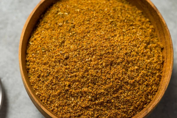 Biologische Droge Cajun Kruiden Met Paprika Zout Peper — Stockfoto
