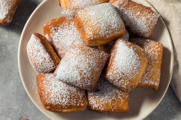 Homemade New Orleans French Beignets Powdered Sugar — Stock Photo, Image