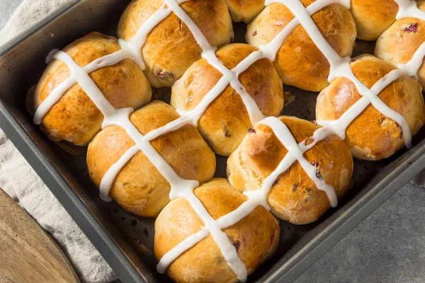 Buatan Rumah Easter Hot Cross Buns Untuk Paskah — Stok Foto