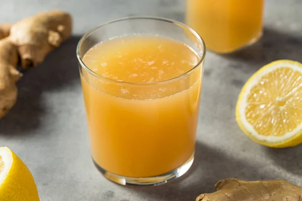 Cold Refreshing Probiotic Ginger Kombucha Lemon — Stock Photo, Image