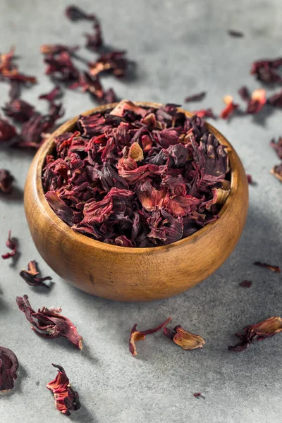 Çiğ Kırmızı Organik Kurutulmuş Hibiscus Çiçek Çayı — Stok fotoğraf