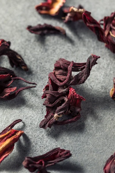 Chá Flor Hibisco Seco Orgânico Vermelho Cru Uma Tigela — Fotografia de Stock