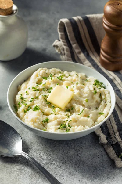 Homemade Creamy Mashed Potatoes Butter Parsley — Stock Photo, Image