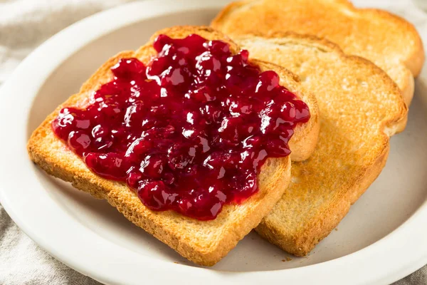 Homemade Berry Jam Toast Breakfast — Stock Photo, Image