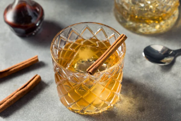 Boozy Cold Cinnamon Old Fashioned Cocktail with Bourbon