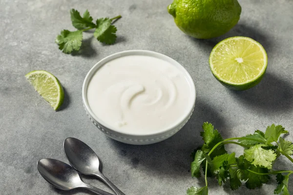 Homemade Creamy Mexican Crema Dip Bowl — Stock Photo, Image
