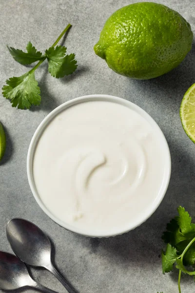 Homemade Creamy Mexican Crema Dip Bowl — Stock Photo, Image