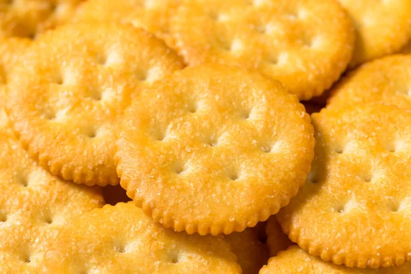 Salzige Knusprige Runde Cracker Zum Verzehr Bereit — Stockfoto