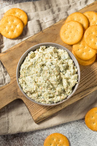 Homemade Creamy Spinach Dip Crackers — Foto Stock