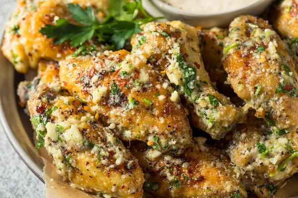 Homemade Fried Parmesan Chicken Wings Dipping Sauce — Foto Stock