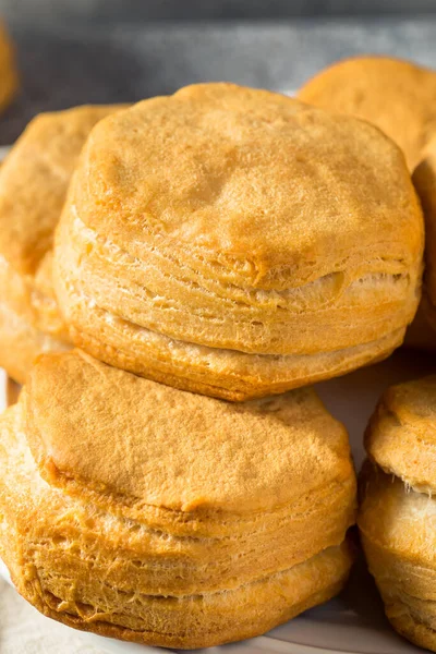 Homemade Southern Buttermilk Biscuits Butter Honey — Stock Photo, Image