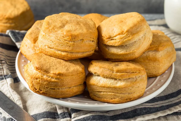 Homemade Southern Buttermilk Biscuits Butter Honey — Fotografia de Stock