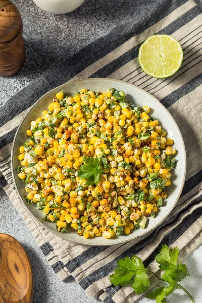 Homemade Mexican Street Corn Esquites Lime Chili — стоковое фото