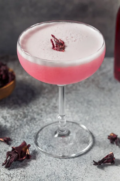 Bevanda Rinfrescante Vodka Hibiscus Pink Cocktail Bicchiere Coupe — Foto Stock