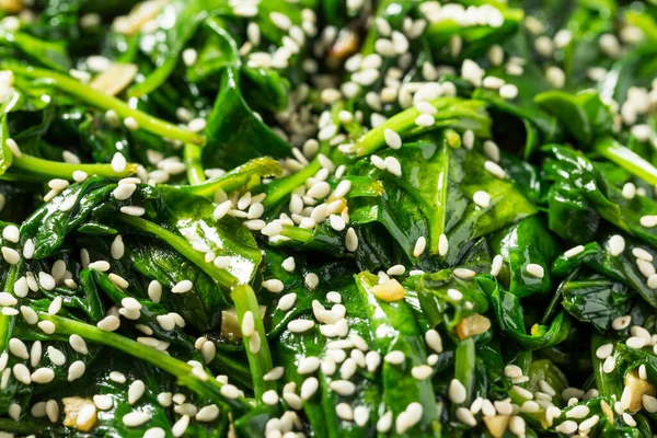 Homemade Sesame Asian Spinach Salad Soy Sauce — Stock Photo, Image