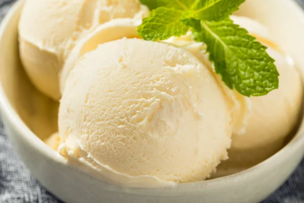 Homemade Frozen Vanilla Ice Cream Ready Eat — Stockfoto