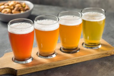 Cold Refreshing Sour Beer Flight with Cocktail Nuts clipart