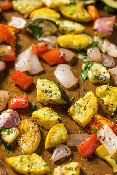 Legumes Verão Assados Caseiros Com Pimentas Cebolas Zuccini — Fotografia de Stock