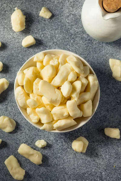 Queijo Orgânico Branco Cru Coalhada Uma Tigela — Fotografia de Stock