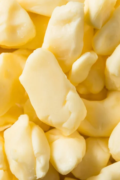 Raw White Organic Cheese Curds Bowl — Stock Photo, Image